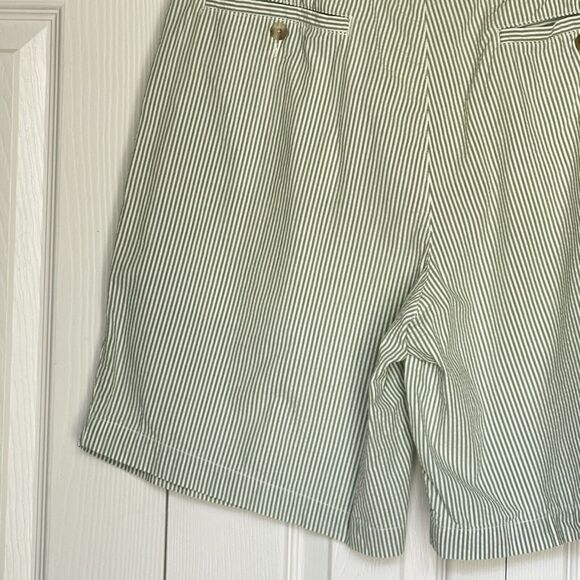 Roundtree & Yorke Shorts Mens 36 Trademark Pleated Green Striped - Picture 6 of 13